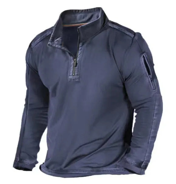 Men's zipped collar long-sleeved polyester sweater in multiple colour options