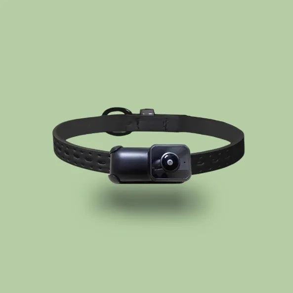 Black Wi-Fi neckband wearable camera recorder with compact dimensions.