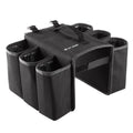 Black and orange bicycle-mounted drink holder bag with double-sided storage compartments