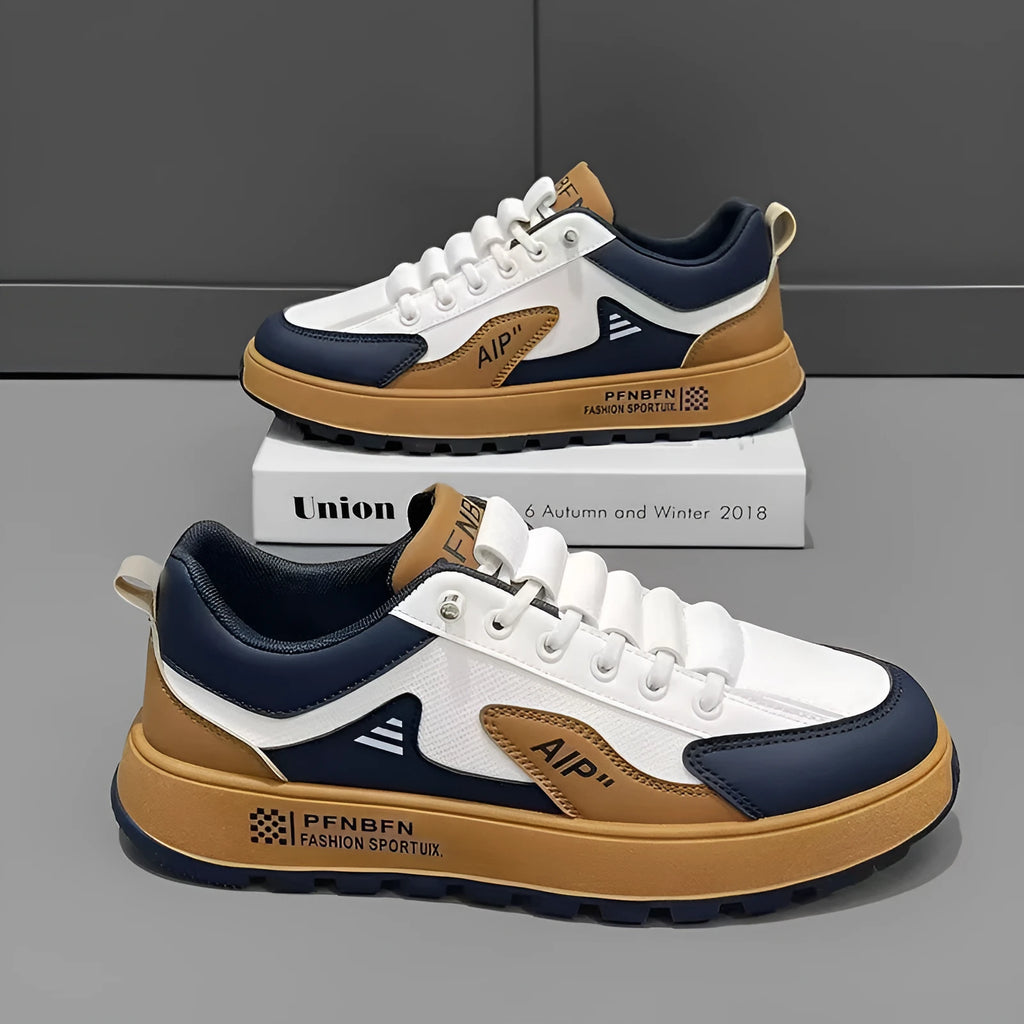 Men's casual shoes with round toe and artificial PU upper in solid colour options