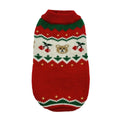 Red Christmas cherry pattern pet sweater for small dogs and cats in polyester fabric