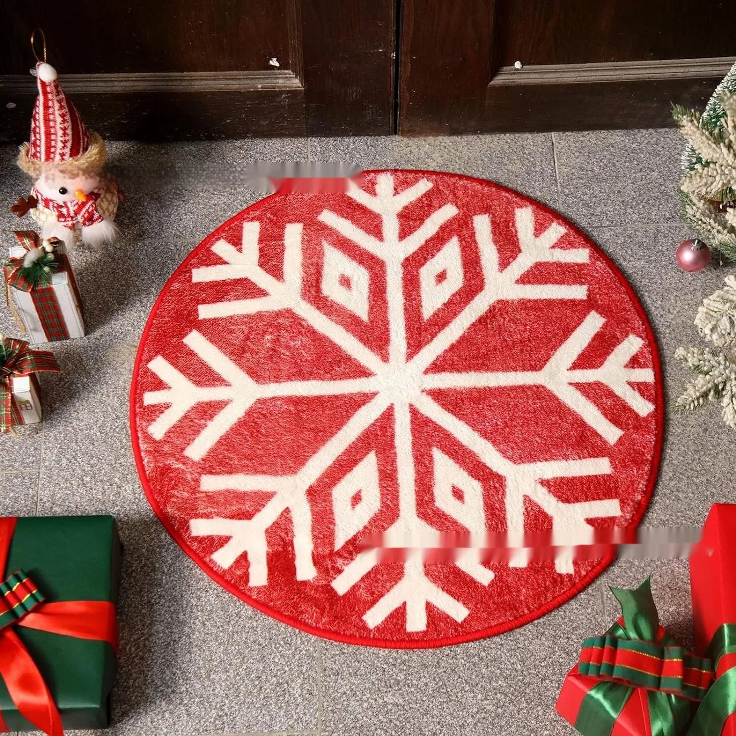 Christmas printed polyester fibre round carpet mat in 60x60cm or 80x80cm size