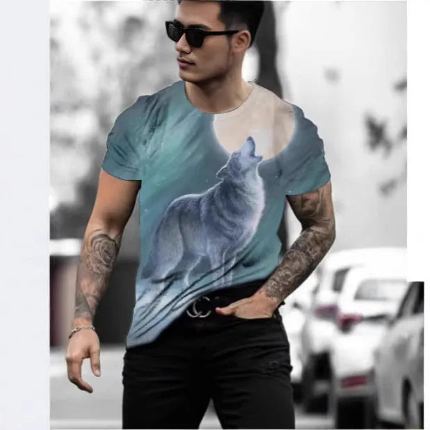 Retro 3D animal print men's short-sleeved T-shirt in bird eye cloth fabric with digital printing
