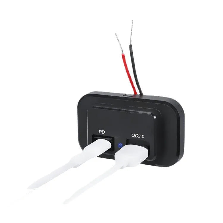 Black QC3.0 and PD3.0 fast car charger with single USB-C port, 36W output.