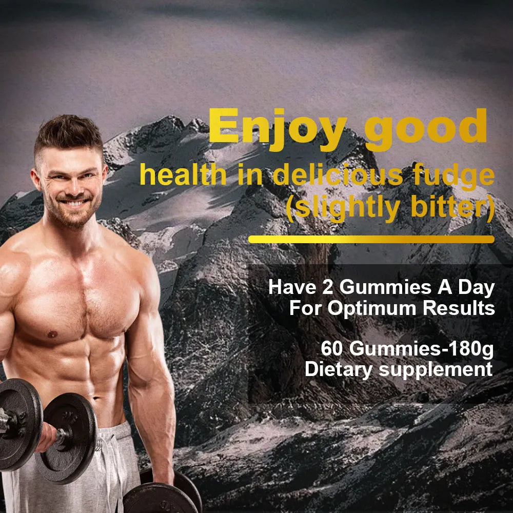 Natural flavoured Shilajit gummies 60 count in a pouch with vegan formula and fulvic acid