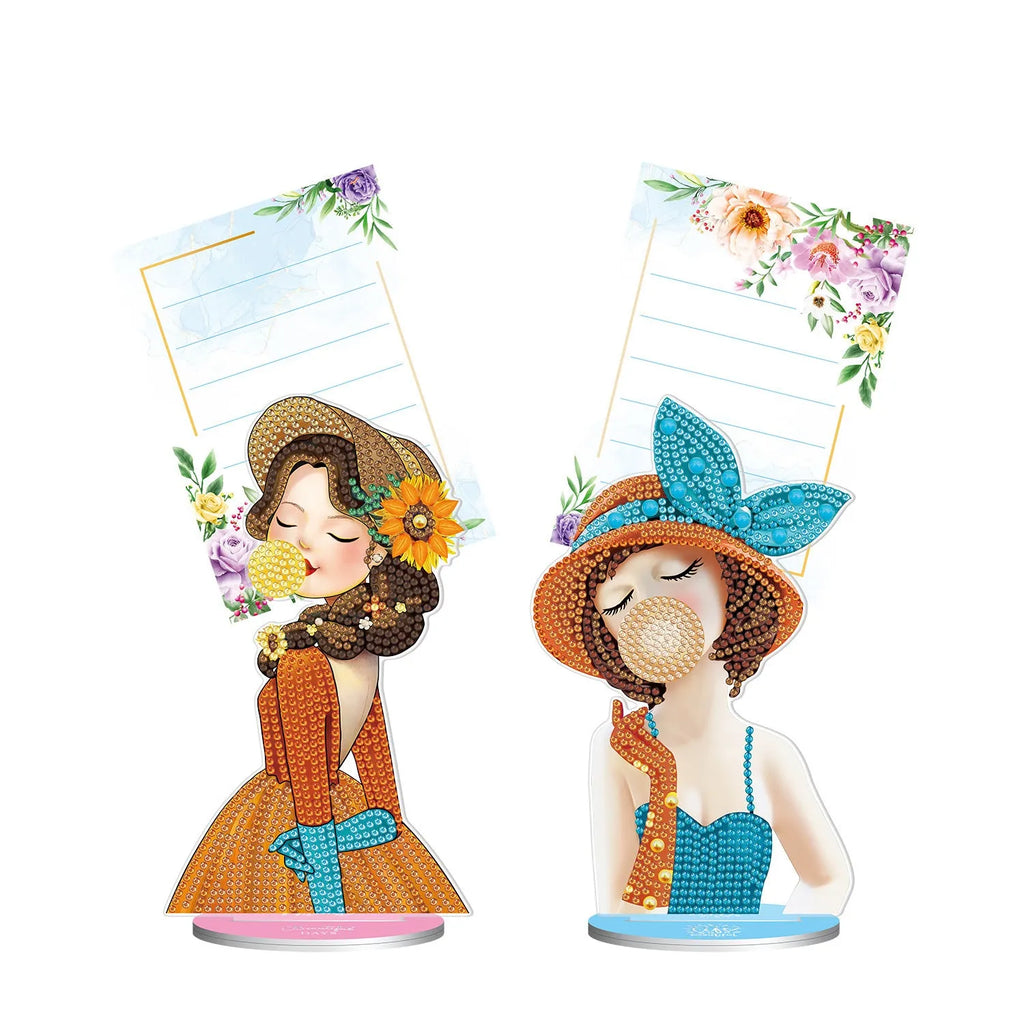 American style diamond painting desktop note clip decoration on a table.