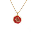 Copper bottle cap pendant necklace with gold plating on 40cm box chain in six colour options