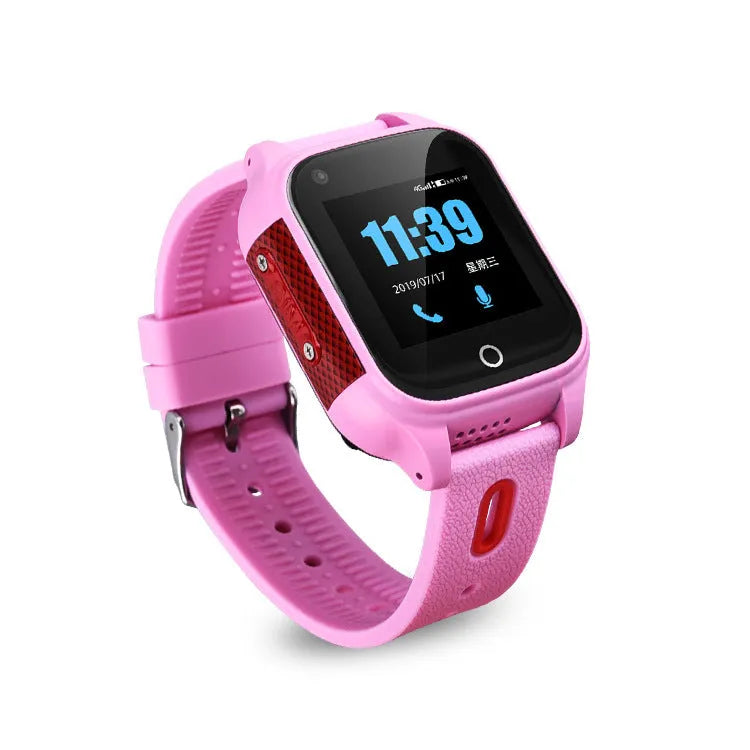 4G Netcom student smart watch with 1.30-inch IPS HD screen, PC ABS body, touch operation, wrist strap, in black/pink/purple
