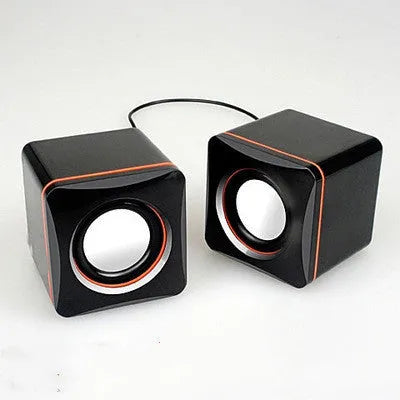 Black small square 2.0 USB-powered computer speaker for desktop audio enhancement
