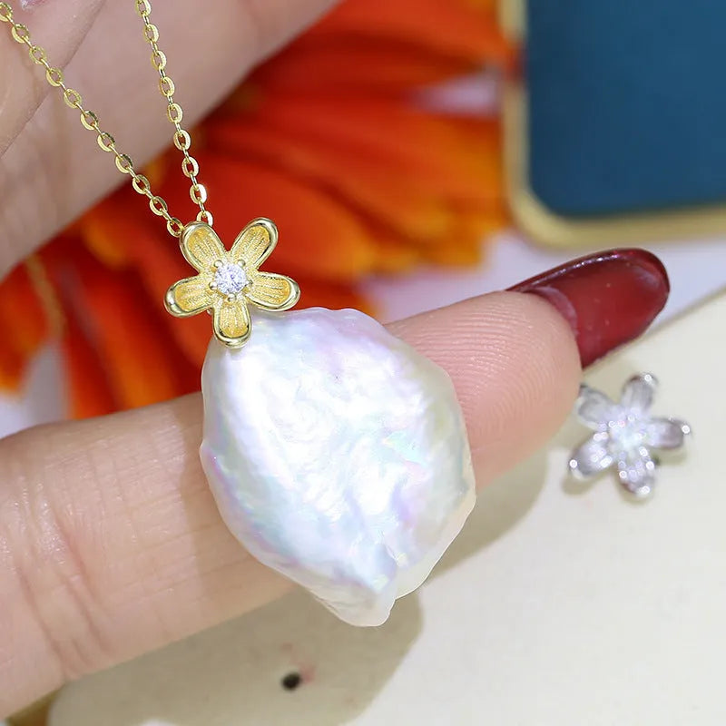 Sterling silver pearl empty holder pendant for water drop and Baroque pearls, silver colour