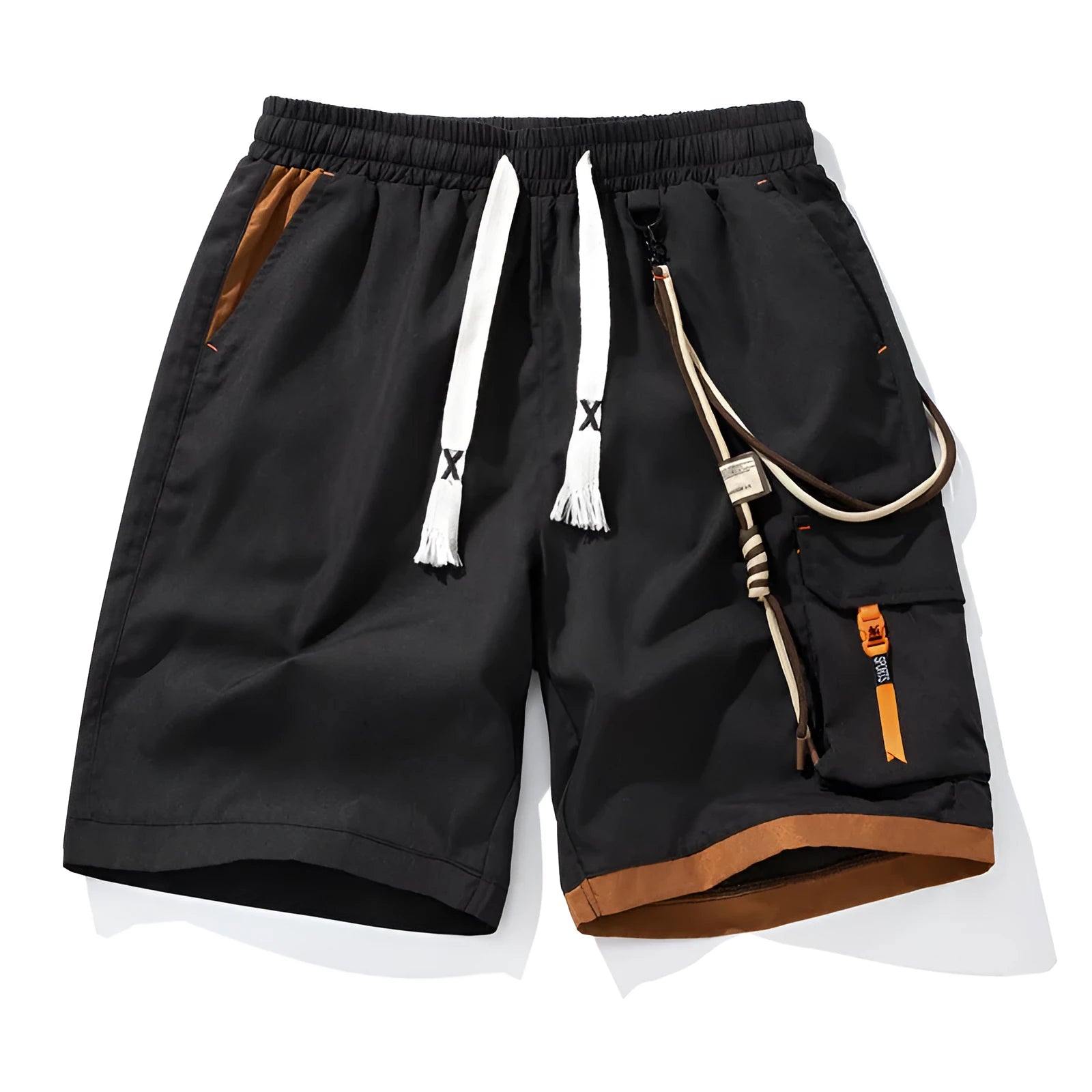Men's loose fit bamboo fibre shorts with elastic waist in coffee colour