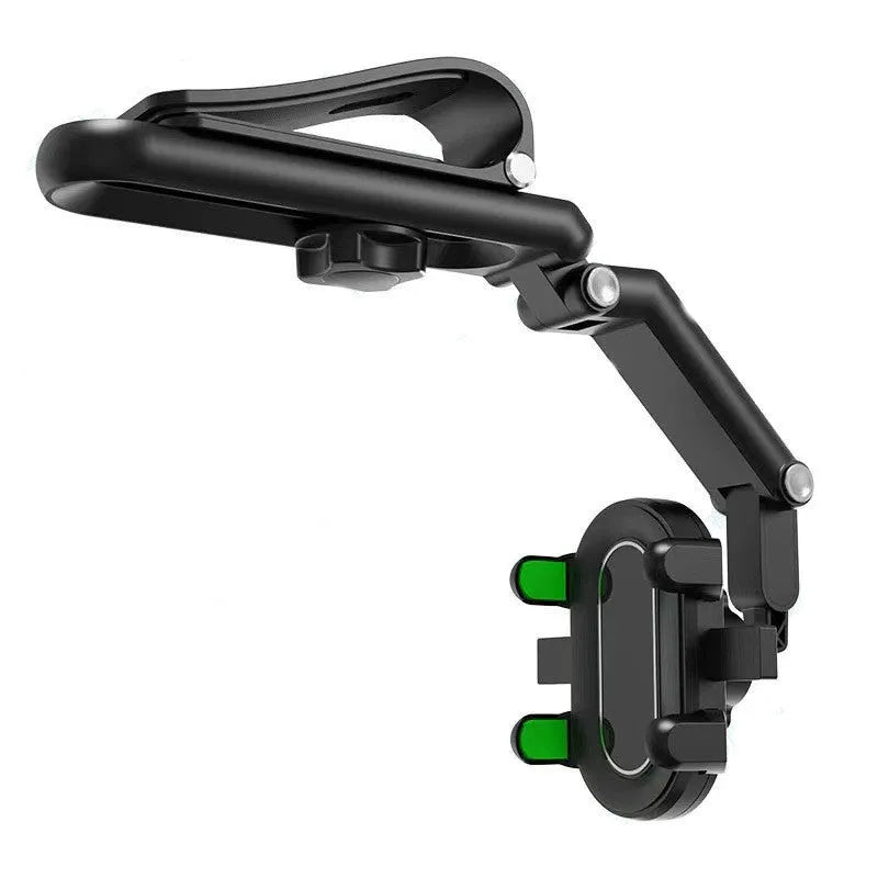 Car mount sun visor with buckle-type clip for rear seat headrest, shown in black.