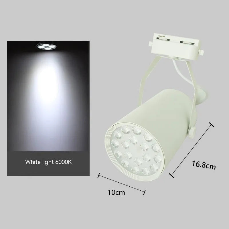 LED track spotlight with open-mounted slide design on black aluminium shell