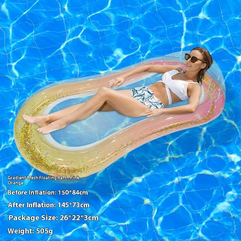 PVC inflatable floating row in gradient colour designs for pool or beach use