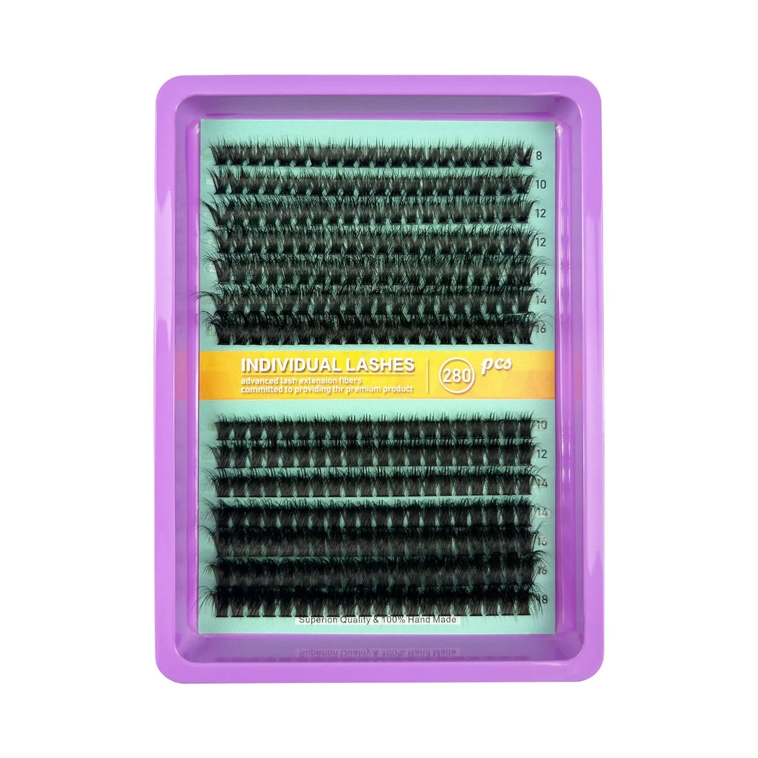 Large capacity high imitation material false eyelash storage box measuring 13.7cm long, shown with mixed lashes.
