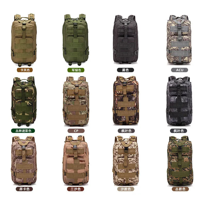 Large khaki hiking backpack with air pillow belt system shown for off-road use.