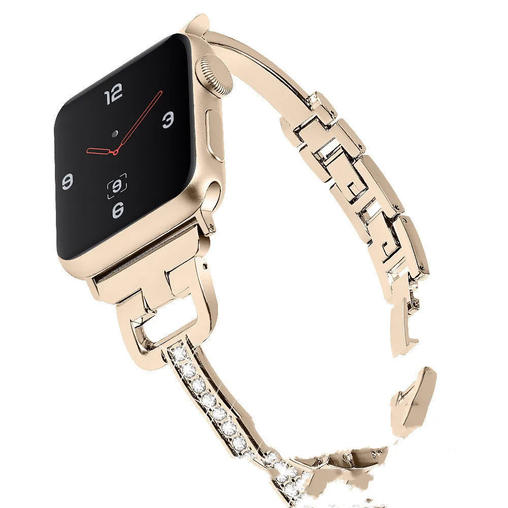 D-shaped metal diamond smart watch strap for Apple Watch in multiple colours
