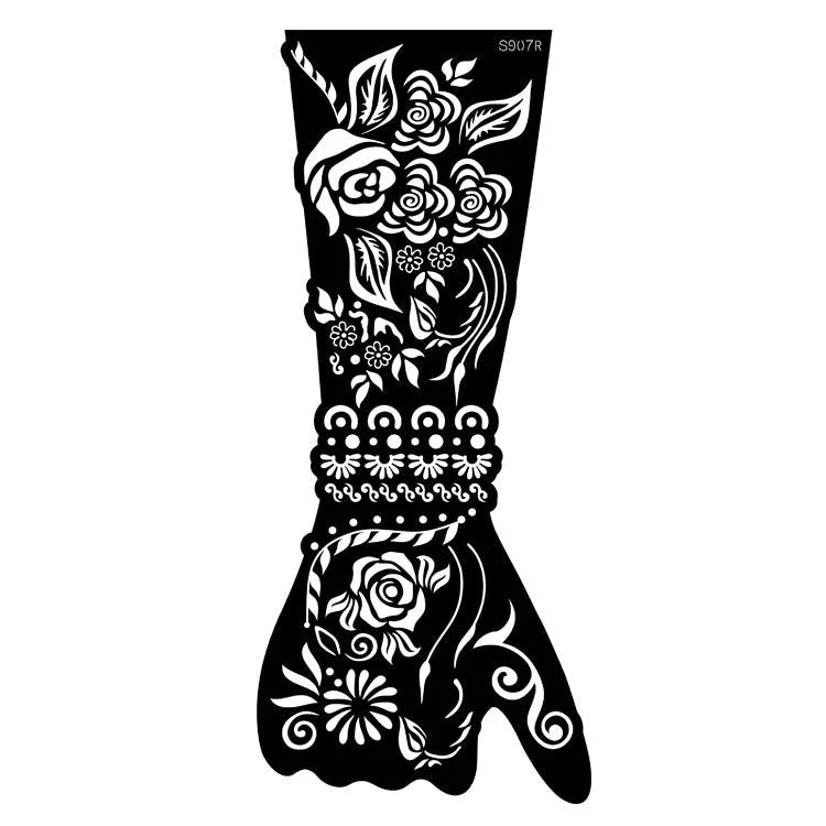 Pack of geometric hollow template tattoo stickers with machine-cut paper stencils for DIY art.