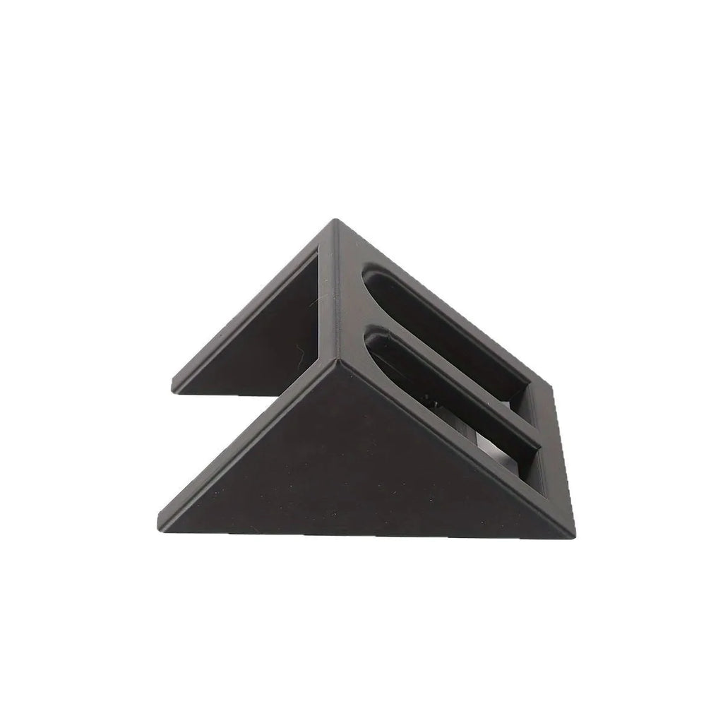 Black punk-style plastic pistol stand for firearm storage and display