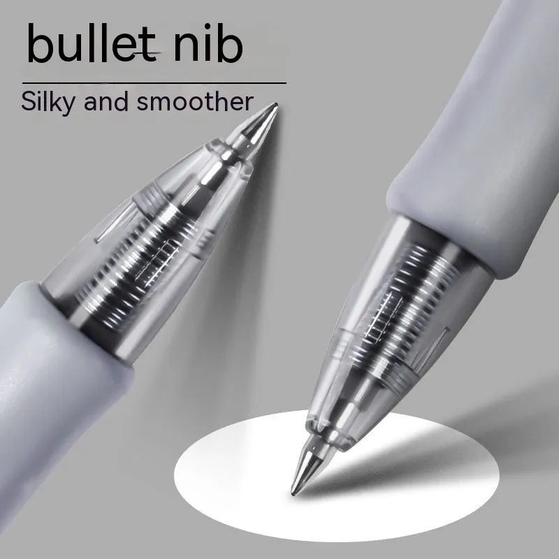 0.5mm plastic gel pen available in black, blue and red ink colours