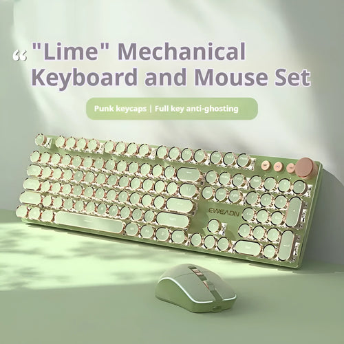Matcha green mechanical gaming keyboard with multifunction knob on a desk