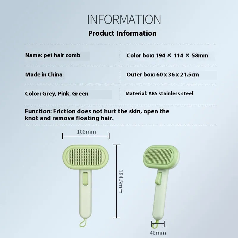 Large pet grooming comb for cats and dogs with stainless steel blades, shown in light grey colour