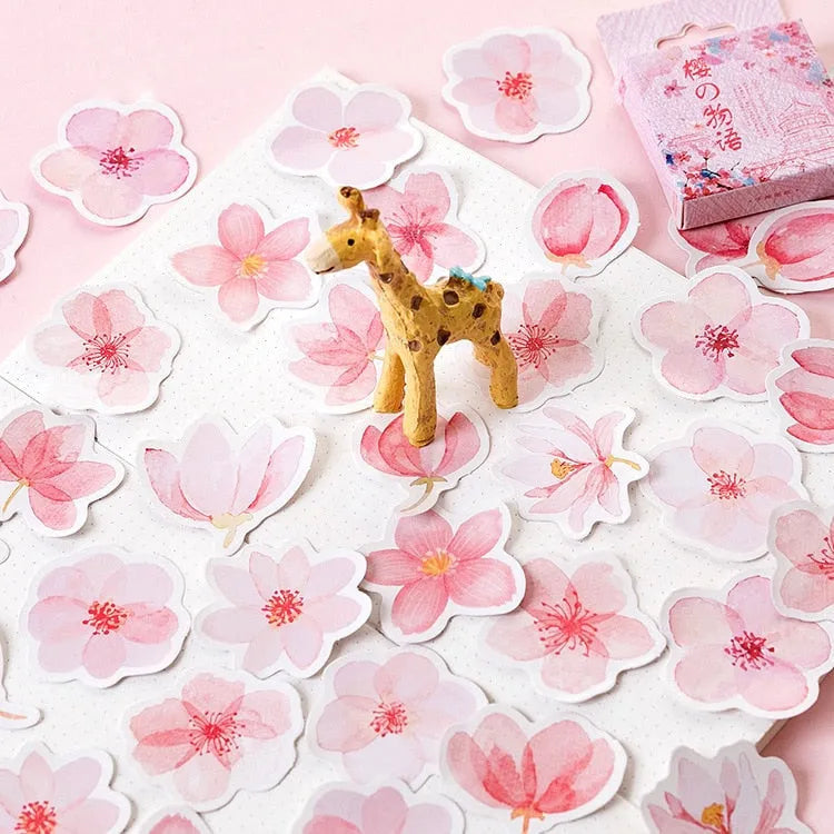 Sakura Story romantic sticker pack 45 sheets pink self-adhesive paper 44mm square