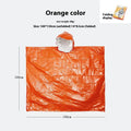 Marathon cross-country raincoat in orange and army green colours showing 100x130cm adult dimensions