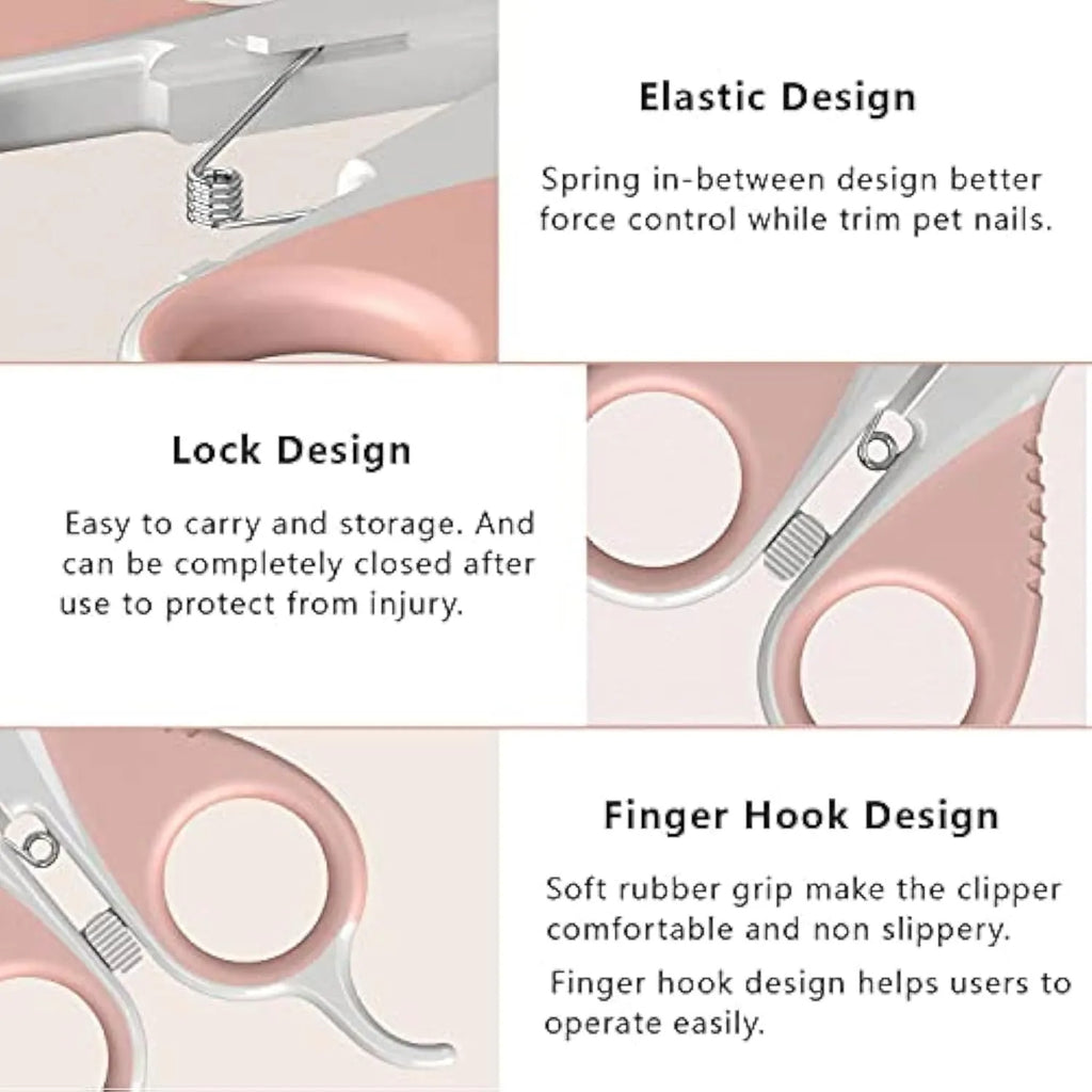 Cat nail clippers with angled blade and safety guard for small pets grooming