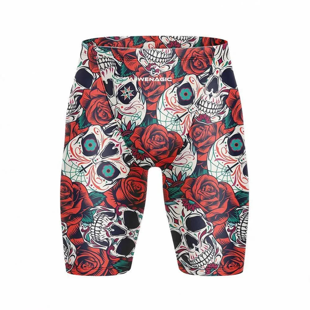 Unisex adult briefs-style swimming pants in multiple colours, made from polyester and Lycra fabric.