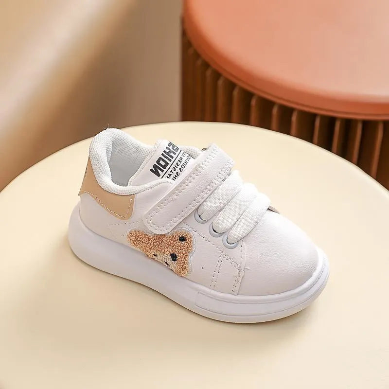 Baby Bear children's sports shoes in black with cartoon pattern, lightweight rubber sole, sizes 21-30