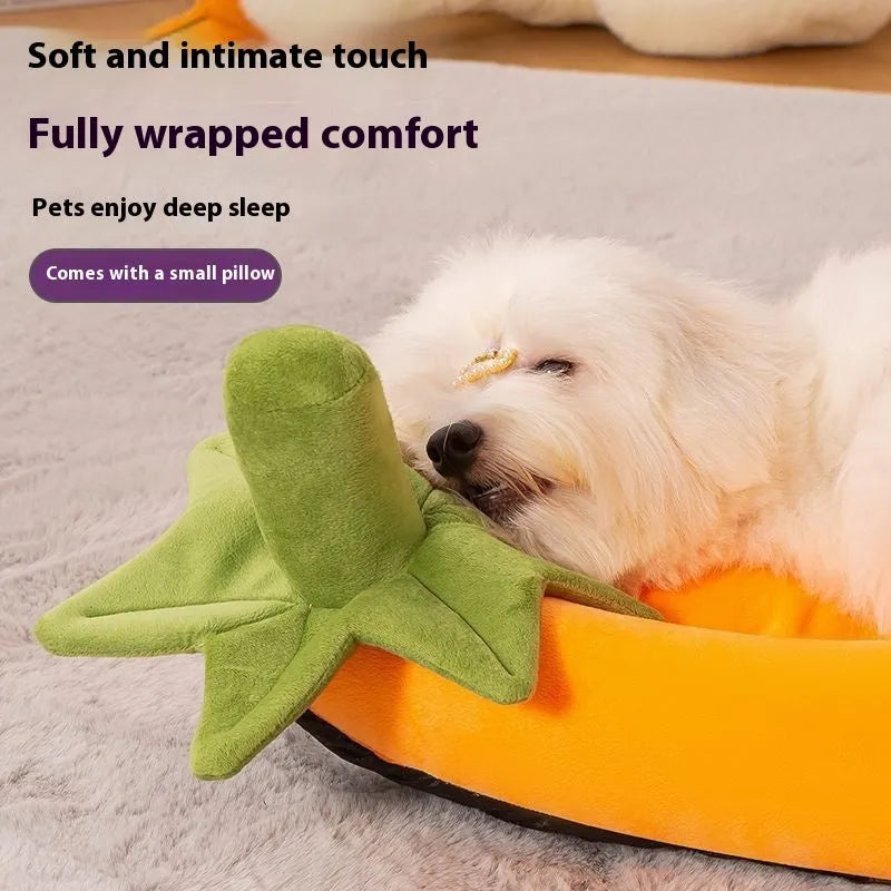 Washable dog mat with removable cloth cover in brown, shown in an L size for medium dogs.