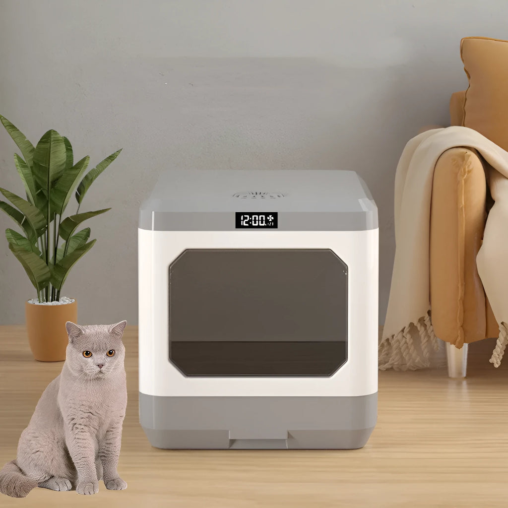 Fully enclosed cat litter basin drawer type in picture colour, 48x40x42cm, ABS plastic with plasma disinfection
