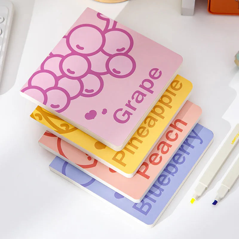 Square creative notebook with special paper cover, shown in pineapple embossed design.
