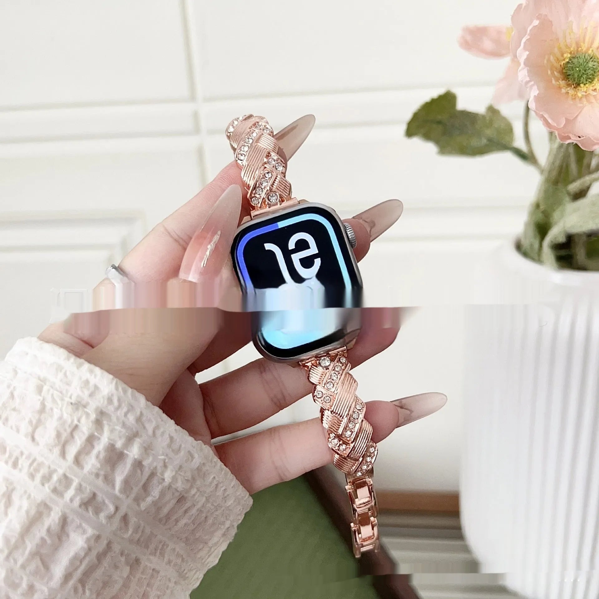 Zinc alloy twist diamond watchband strap in multiple colours for Apple Watch.