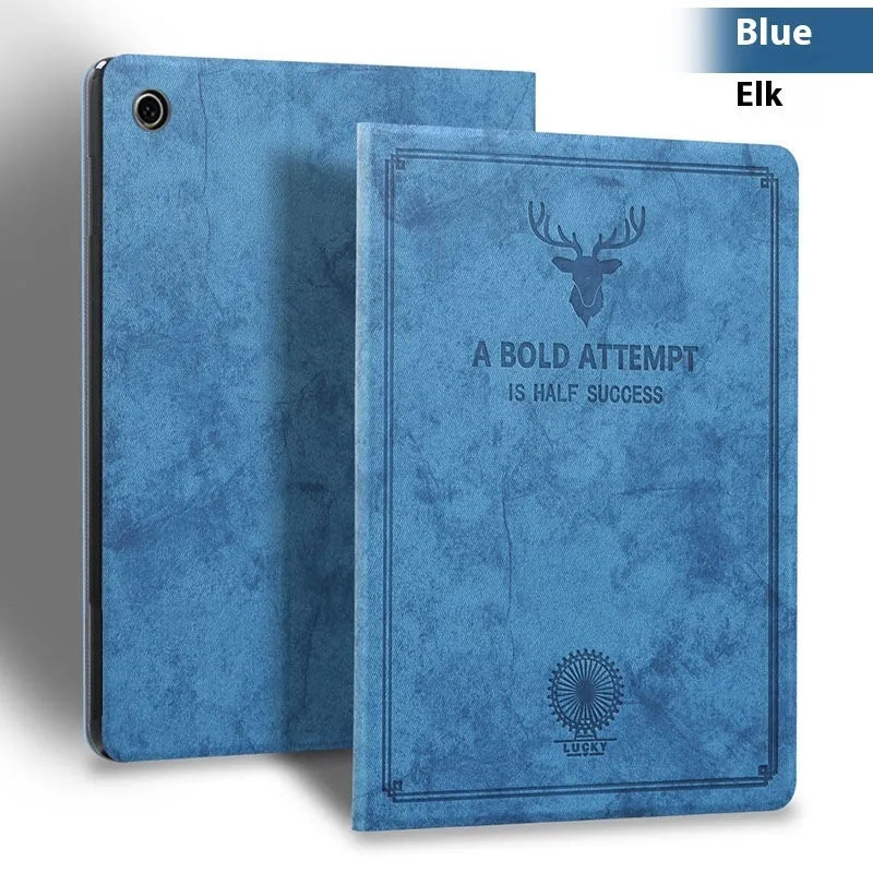 TPU leather clamshell iPad protective case shown in Dark Blue Elk colour for iPad 11-inch and 12.9-inch models.