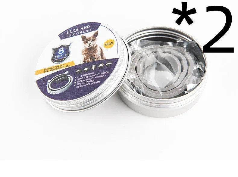 Adjustable pet anti-mosquito collar for cats and dogs, made with TPR silica gel and natural plant extracts, waterproof design