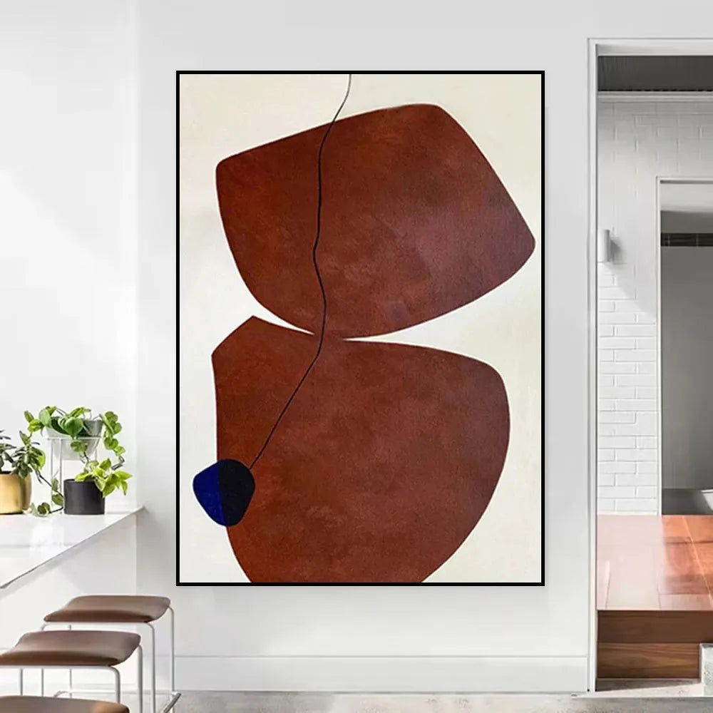 Hand-painted abstract wabi-sabi oil painting on canvas, unstretched and frameless, 60x90cm size, modern minimalist decor for living room
