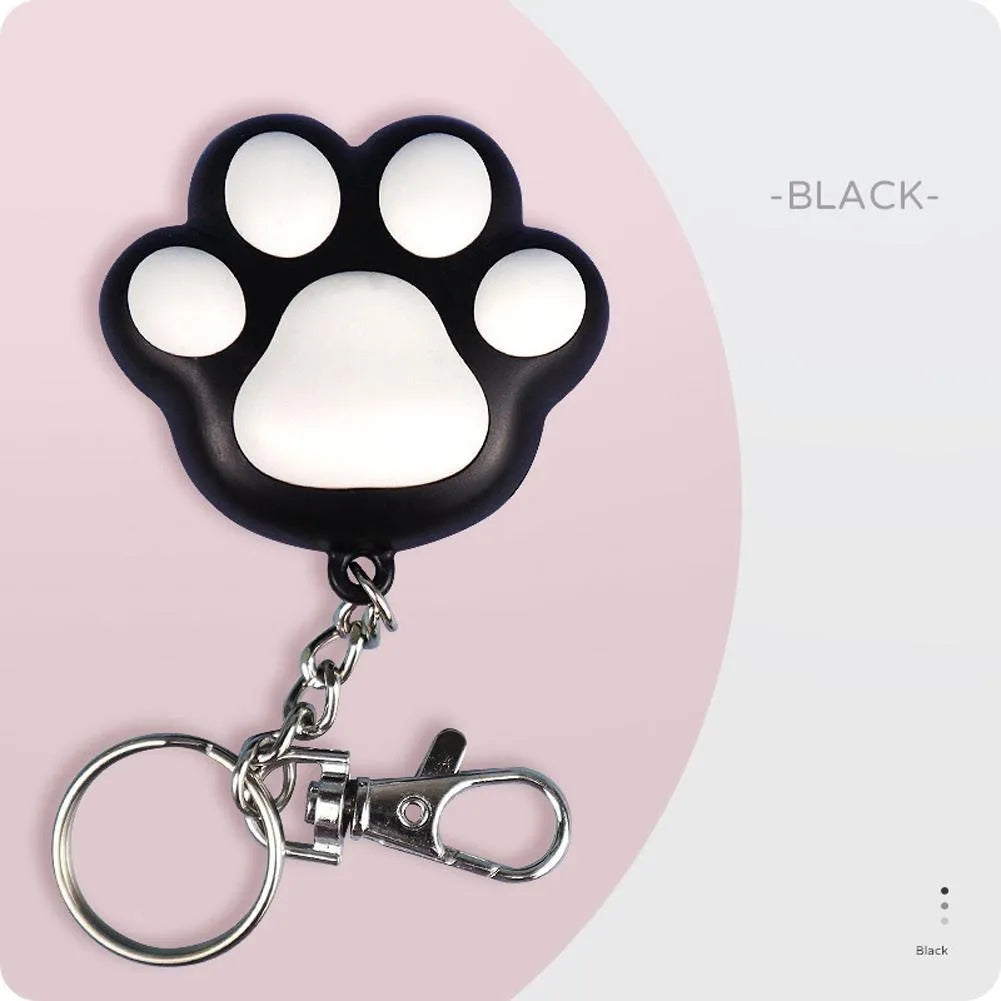 Pink and black USB rechargeable infrared cat teaser toy with keychain attachment