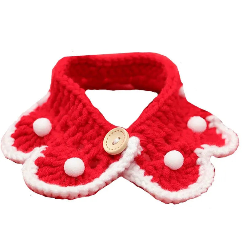 Knitted milk cotton decorative pet collar with cartoon pattern for cats, dogs, and rabbits