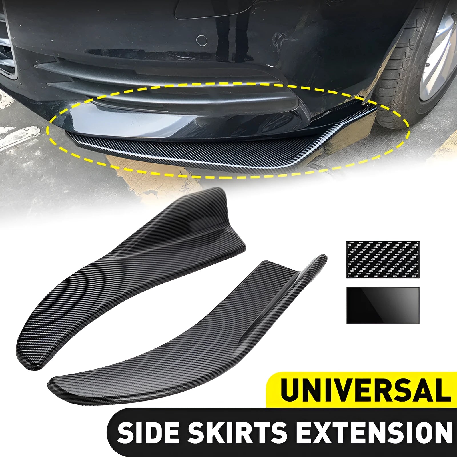 Pair of bright carbon fibre effect front and rear car deflectors for General Motors vehicles