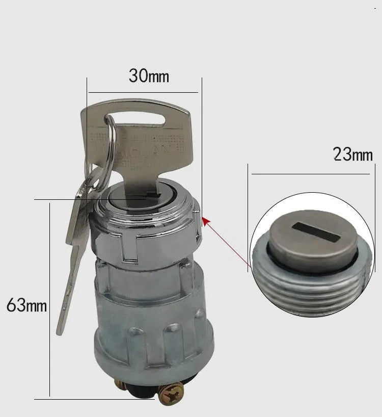 Copper automotive ignition switch with key for trucks and forklifts