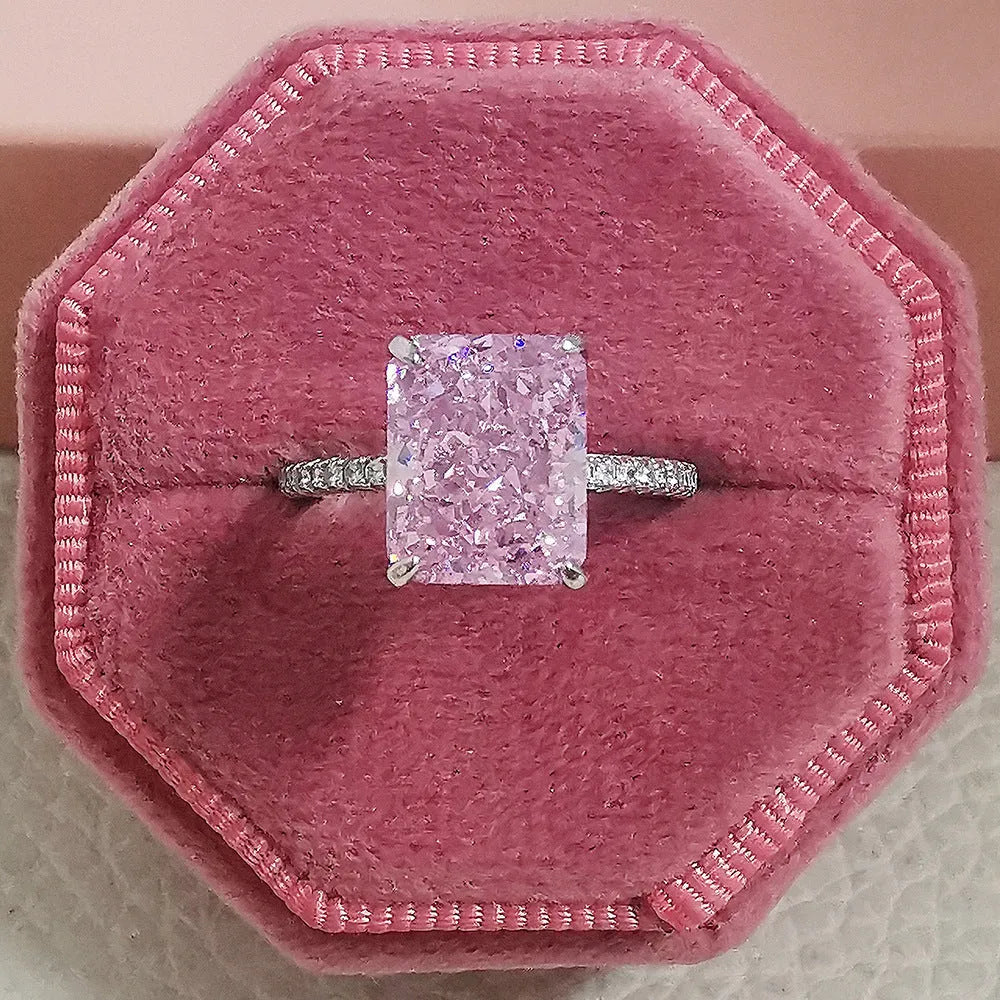 Ice flower cut copper ring for women in gold colour, electroplated finish, geometric quadrilateral shape
