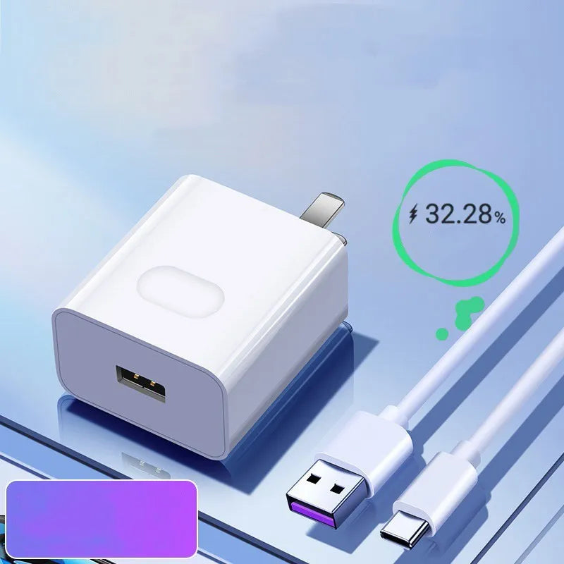 White 40W USB fast charger and 5A cable set for mobile phones with QC3.0 compatibility