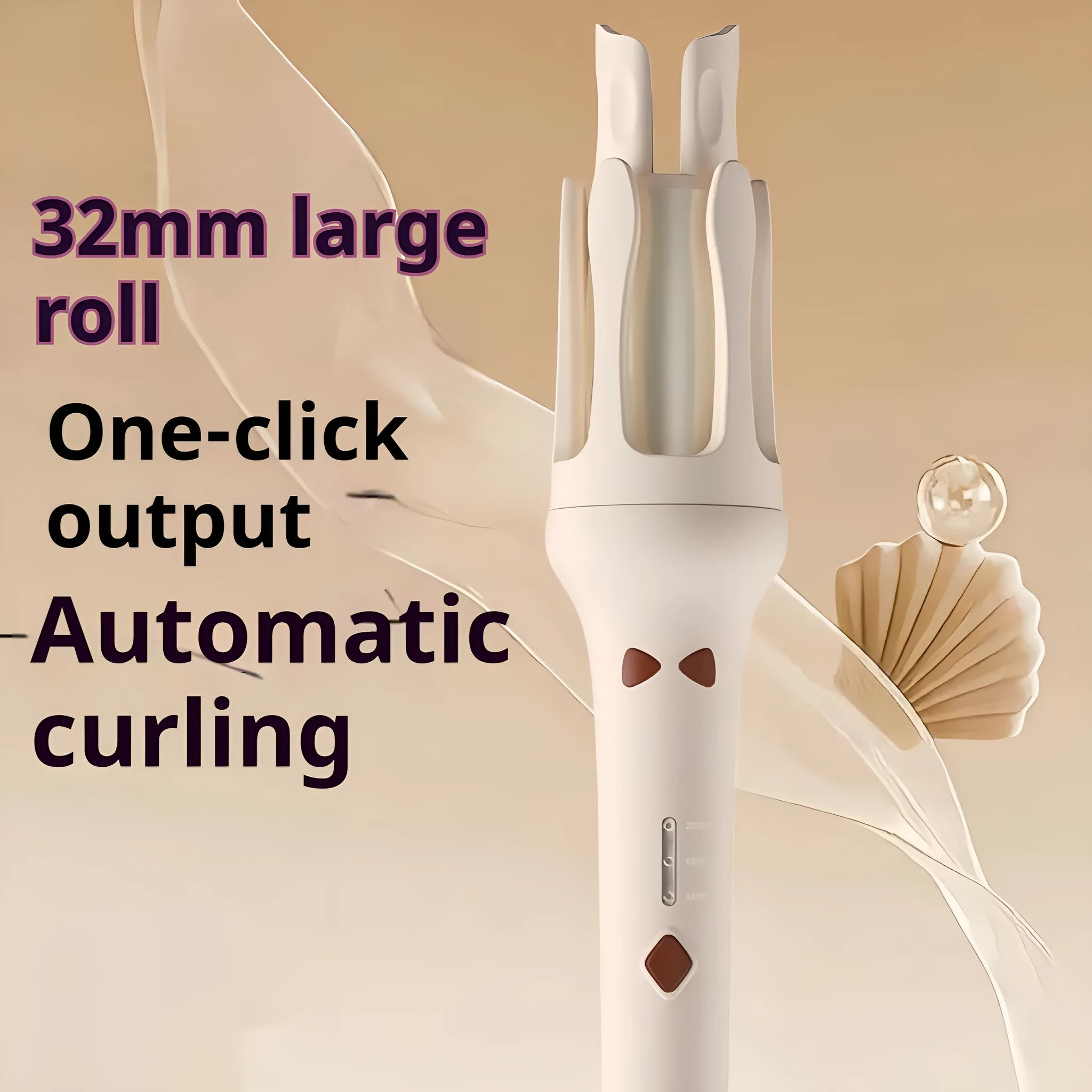 Automatic hair curler in a selected colour with 32mm barrel and power adapter.