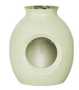 Oversized flower pot style fully enclosed deodorant litter box in gray ABS plastic