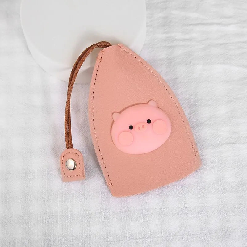 Cartoon design PU leather pull-out car key protector case showing colourful patterns