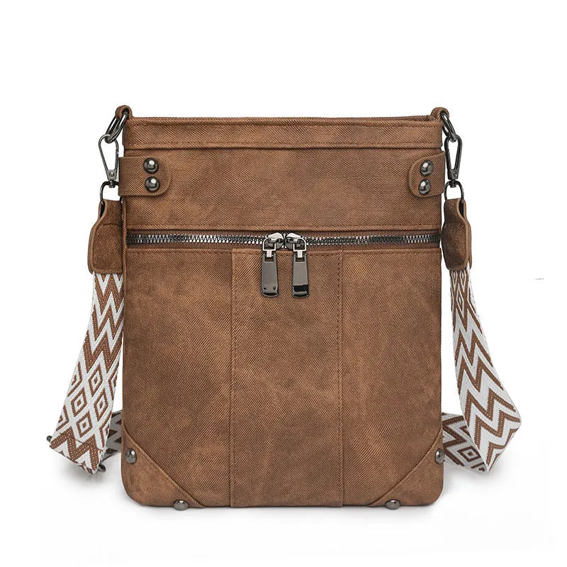 Fashion new rivet crossbody women's bag in beige, horizontal square shape with PU outer and single shoulder strap