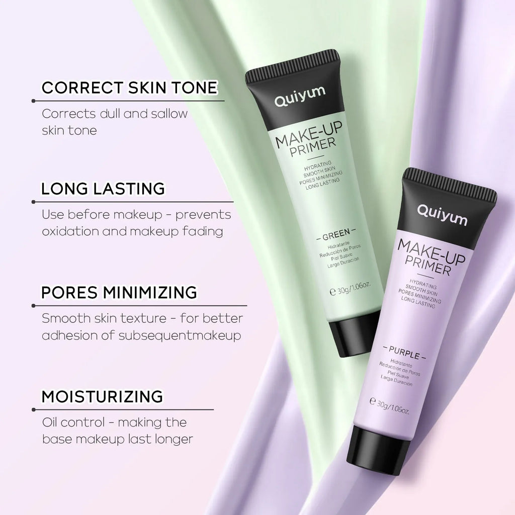 30g tube of colour correcting makeup primer showing green, pink, and purple shades