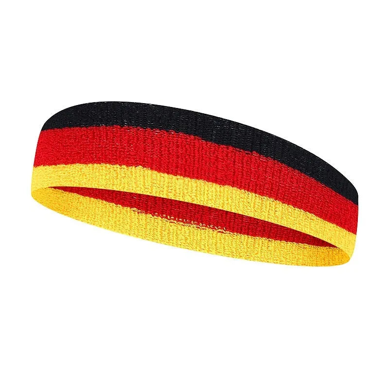 Multicolour sports headband for adults on a 5.5 by 20 cm size scale